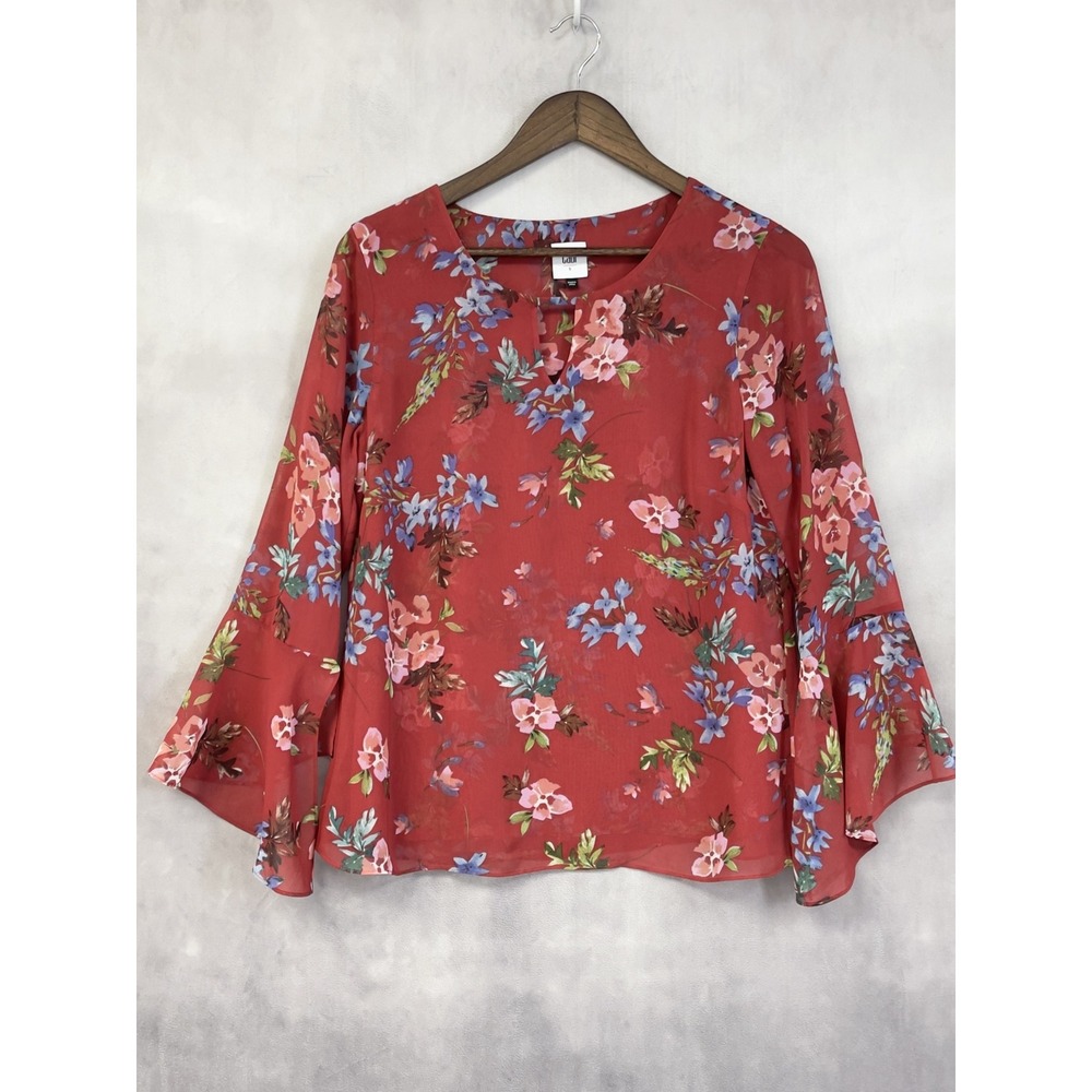 Cabi Floral Bell Sleeve Devoted Blouse Women Small‎ Boho Romantic Feminine 3590